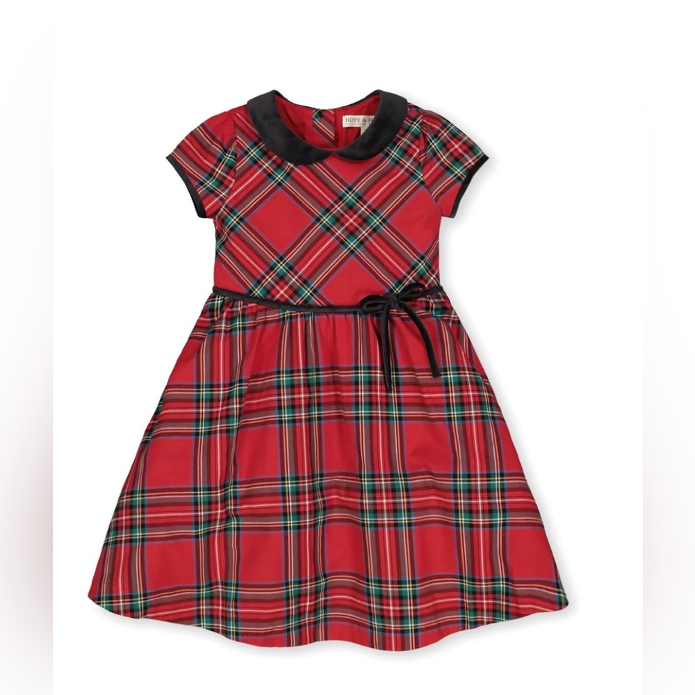 Hope & Henry Organic Peter Pan Collar Dress with Velvet Trim -Sz4